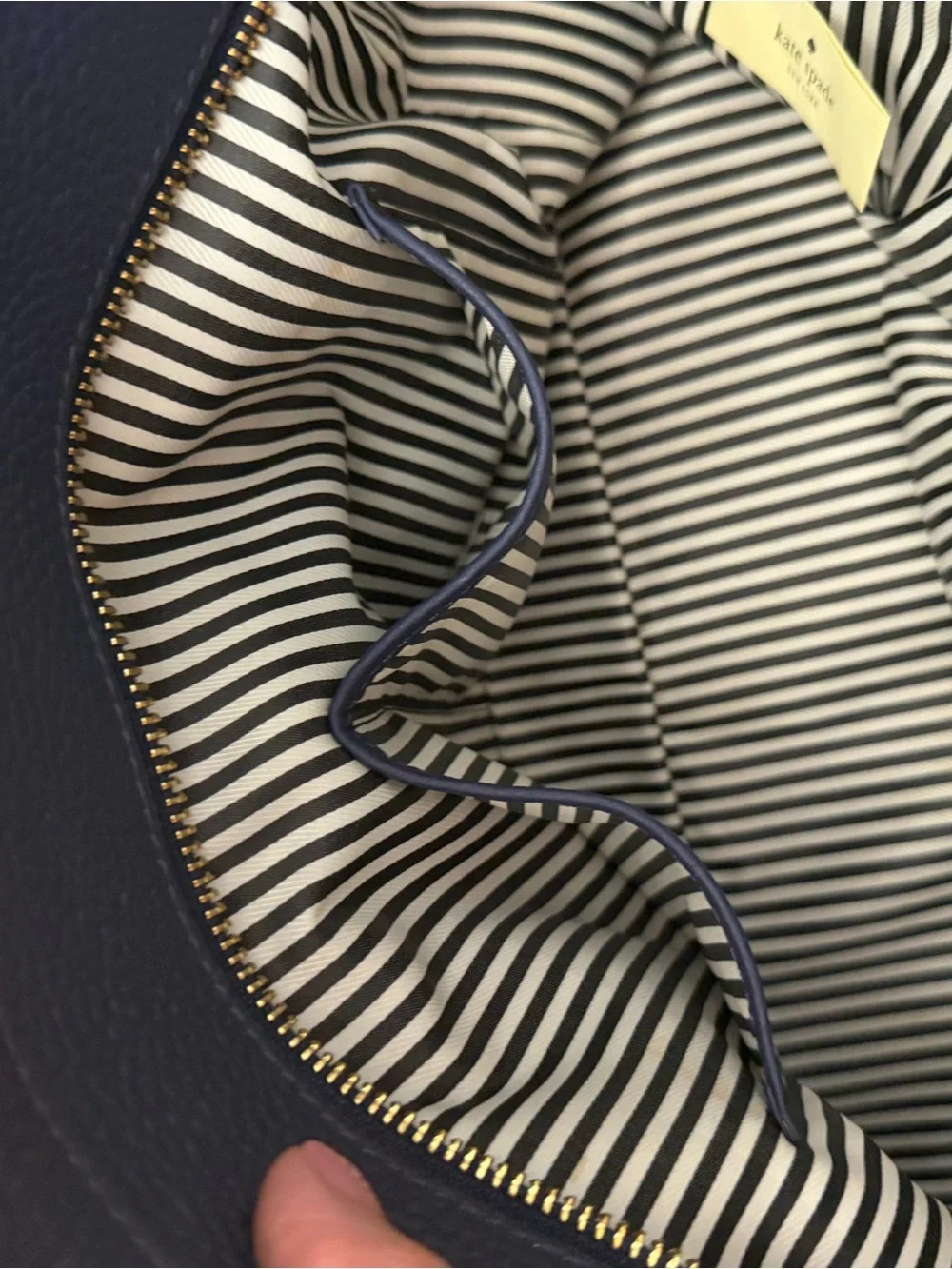 kate spade Navy Scallop-Edge Pebbled Leather Tote